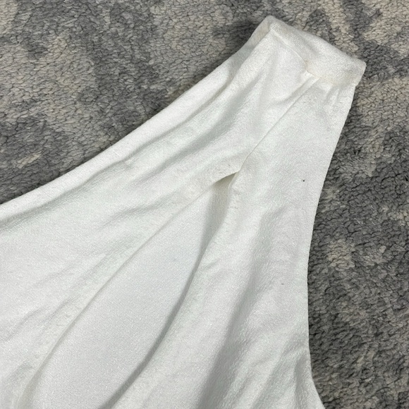 Naked Wardrobe White Bodycon One Shoulder Dress Slit Neck Sz L - Picture 12 of 12